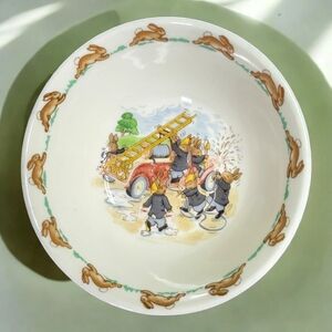 Vintage Bunnykins Washing  The Firetruck Bowl by Royal Doulton